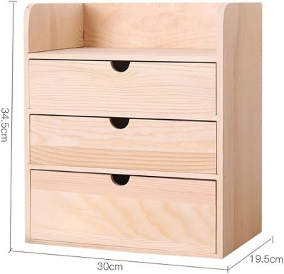 Picture of  Meraj Furniture  Desktop Shelf Solid Wood Office Desk Bedroom Table Rack Bedroom Bedside Jewelry Storage Box Space Saving Cabinets, Racks & Shelves (Color : Biege, Size : 30 * 19 * 34cm)