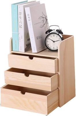 Picture of  Meraj Furniture  Desktop Shelf Solid Wood Office Desk Bedroom Table Rack Bedroom Bedside Jewelry Storage Box Space Saving Cabinets, Racks & Shelves (Color : Biege, Size : 30 * 19 * 34cm)