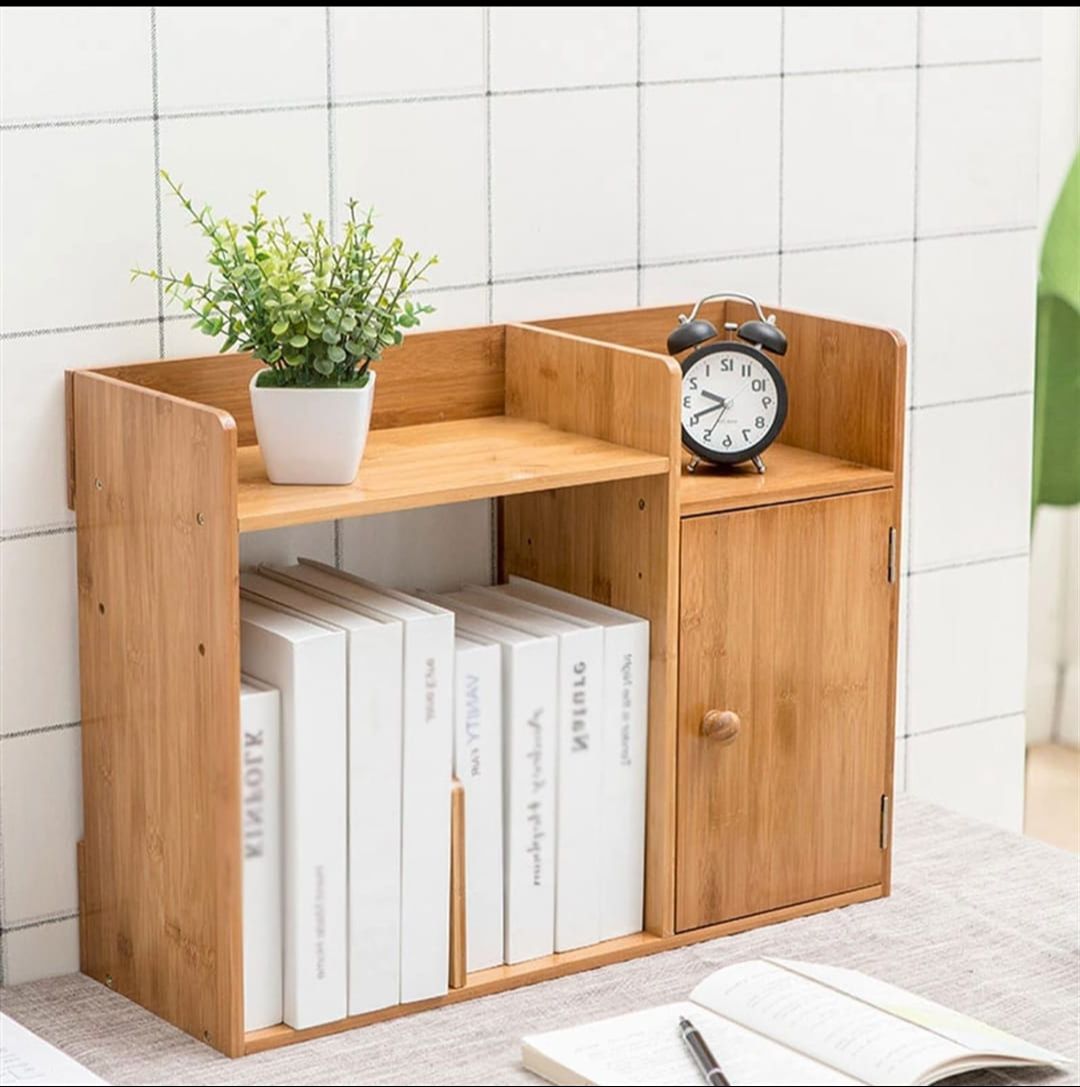 Picture of  Meraj Furniture  HIHELO Book Case Creative Desktop Storage Small Bookshelf Flower Rack Shelving Simple Table Small Bookcase Multi-Layer with Drawers Bookshelves