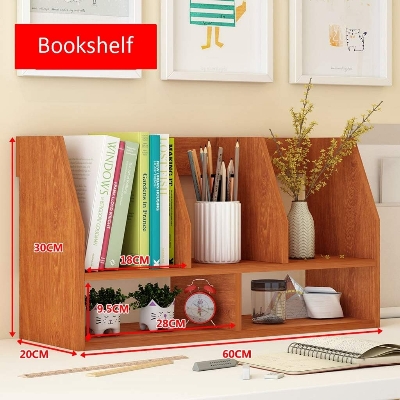 Picture of  Meraj Furniture  jiji Bookend 2 Tier Wooden Tabletop Large-Capacity Bookshelf, Multi-Use Modular Storage Shelving Rack, Waterproof Bookshelf Non-Slip