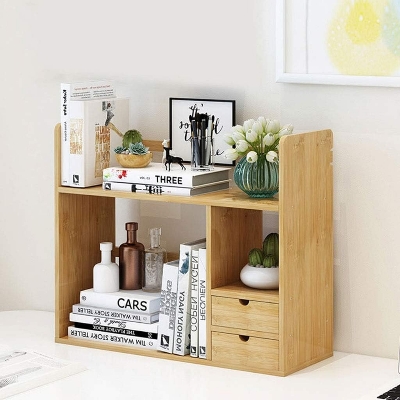 Picture of  Meraj Furniture  Book Shelf Bookcase Corner Bookshelf Storage Cabinet Office Storage Rack Student Desktop Bookshelf Bedroom Rack Load Bearing 30kg Cabinets, Racks & Shelves ( Color : Wood color , Size : 68*19*46cm )