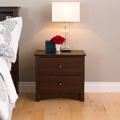 Picture of  Meraj Furniture  Prepac Sonoma Traditional Nightstand Side Table with 2 Drawers, Functional 2-Drawer Bedside Table 14" D x 16" W x 20" H,