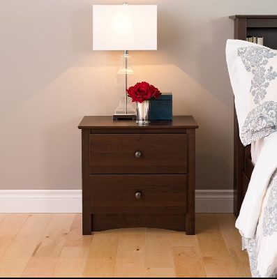 Picture of  Meraj Furniture  Prepac Sonoma Traditional Nightstand Side Table with 2 Drawers, Functional 2-Drawer Bedside Table 14" D x 16" W x 20" H,