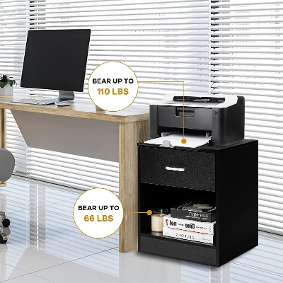 Picture of  Meraj Furniture  2-Tier Bedside Table with Drawer & Storage Shelf, Sofa Side Stand Cabinet, Modern End Table for Bedroom, Living Room, Sofa Couch