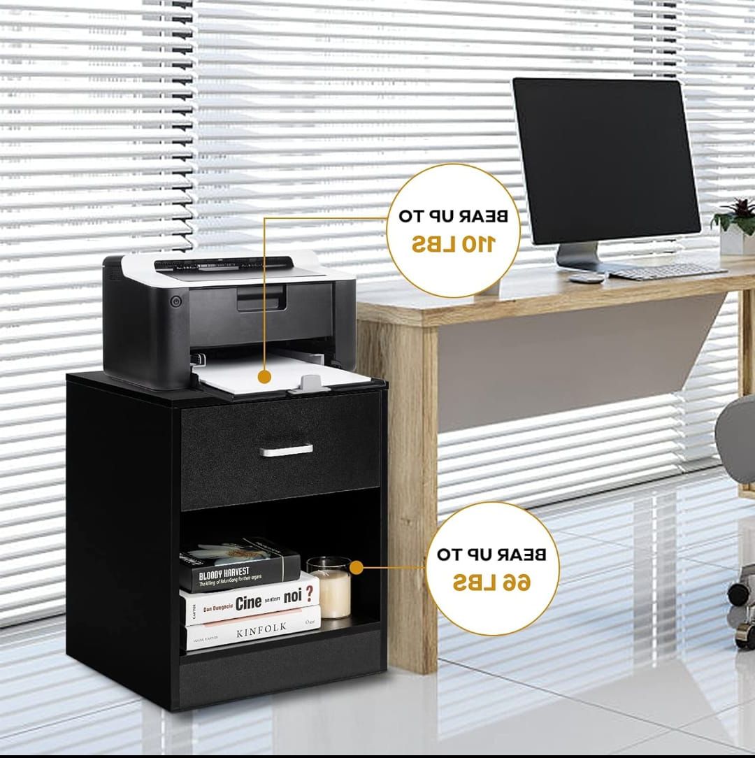 Picture of  Meraj Furniture  2-Tier Bedside Table with Drawer & Storage Shelf, Sofa Side Stand Cabinet, Modern End Table for Bedroom, Living Room, Sofa Couch