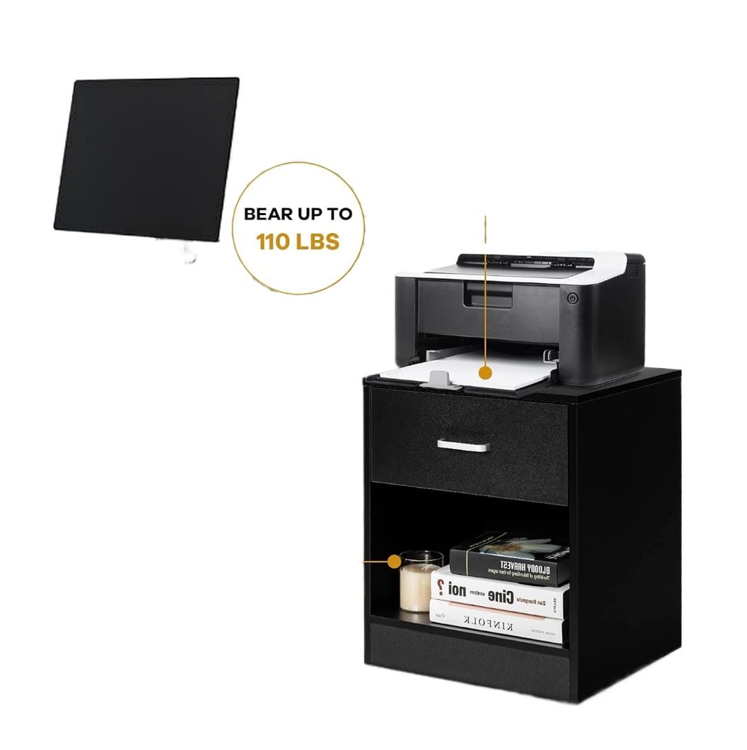 Picture of  Meraj Furniture  2-Tier Bedside Table with Drawer & Storage Shelf, Sofa Side Stand Cabinet, Modern End Table for Bedroom, Living Room, Sofa Couch