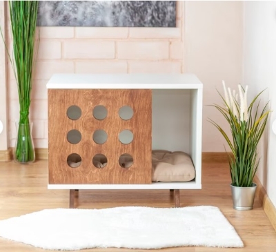 Picture of  Meraj Furniture  Cabin OO white pet house, modern cat house, modern dog house, dog bed, wooden pet house, wooden dog kernel