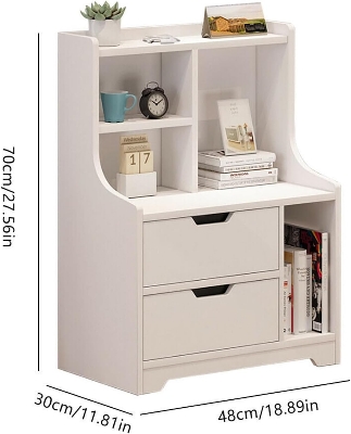 Picture of  Meraj Furniture  VducK Nightstand, Wood End Table with Storage Shelf 2 Drawers Nightstand Side Table Cabinet Bedside Furniture