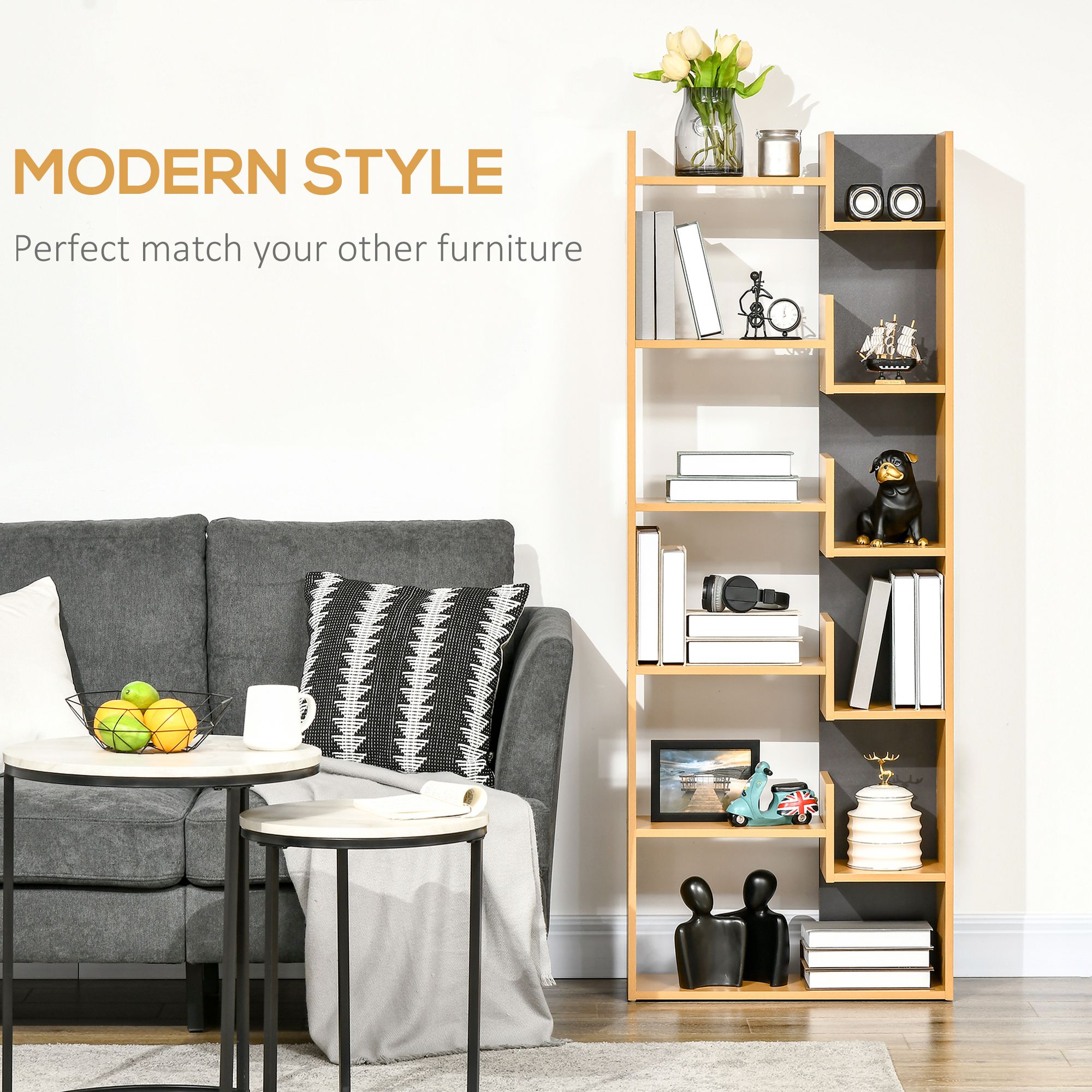 Picture of  Meraj Furniture Freestanding 5-Tier Bookcase W/ 13 Open Shelves Modern Bookshelf for Home Office