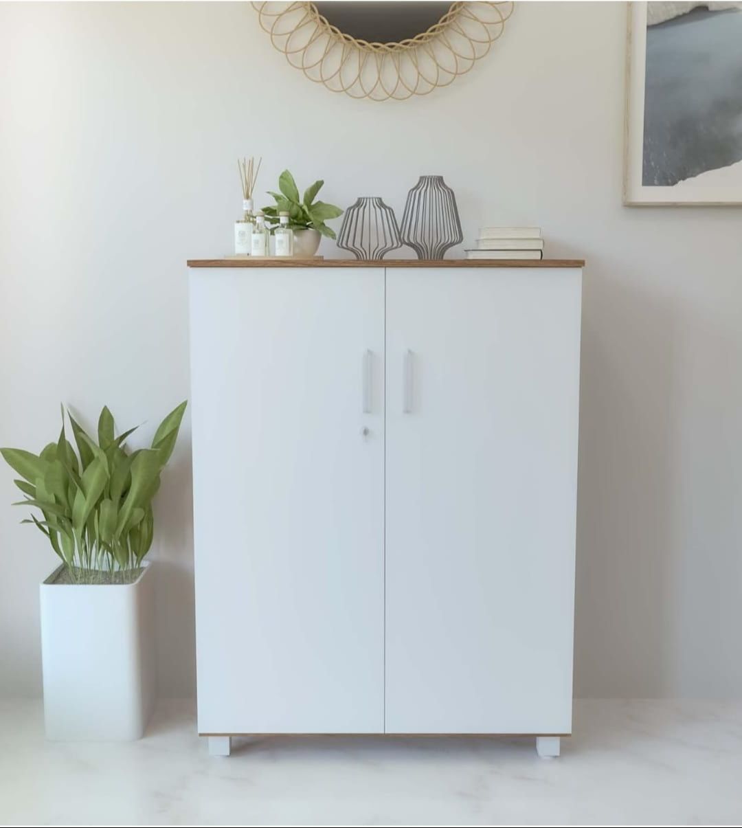 Picture of  Meraj Furniture Engineering wood 2 Door Multipurpose Cabinet/Bookshelf/Organiser/Cupboard/Almira/Side Cabinet/Book Cabinet/ Home Decor/ Furniture