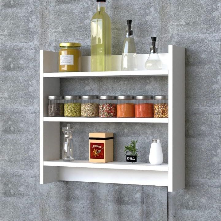 Picture of Meraj Furniture Multipurpose Wall Mounted Racks and Shelves for Kitchen Storage Boxes/Kitchen Organiser Items/Decorative Wall Mounted Rack