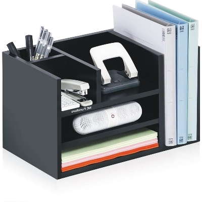 Picture of Meraj Furniture Bookshelf Wood Desk Organiser Bookcase with Shelves File, Sorter Decor Display Rack in Home Office