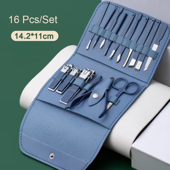 Picture of 16pcs Manicure & Pedicure Tools, Stainless Steel Nail Cutter Kit for men and women Travles Kit for Facial, Cuticle and Nail cutter