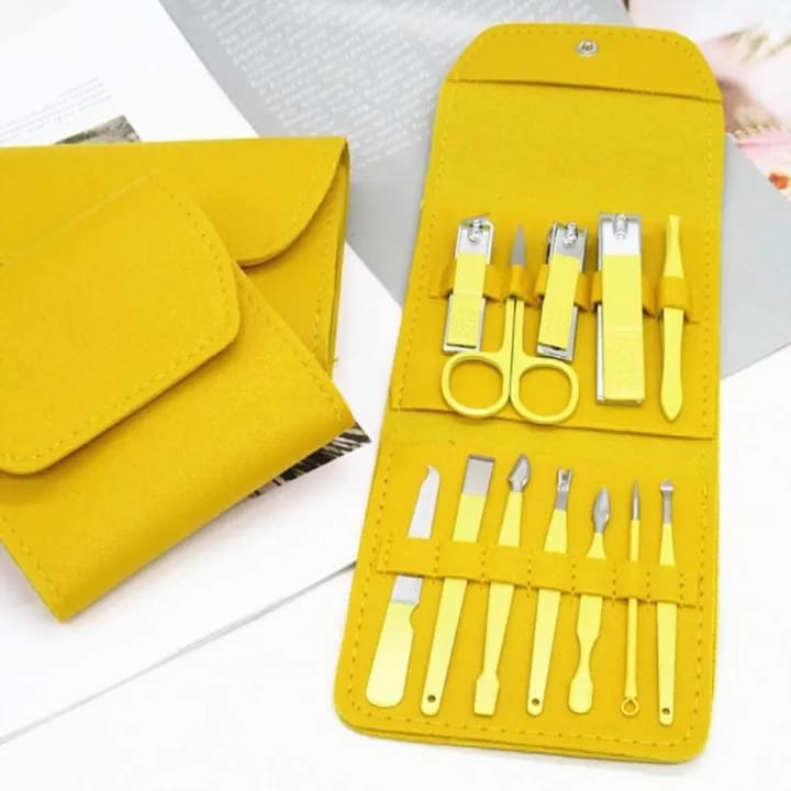 Picture of Nail Clippers Set, 16pcs Manicure & Pedicure Tools, Stainless Steel Nail Cutter Kit for men and women, with Leather Bag, Travel Grooming Kit for Facial, Cuticle and Nail Care