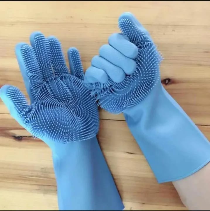 Picture of Silicone Dish Washing Kitchen Hand Gloves 2pcs,Unique Gloves,hand gloves,002