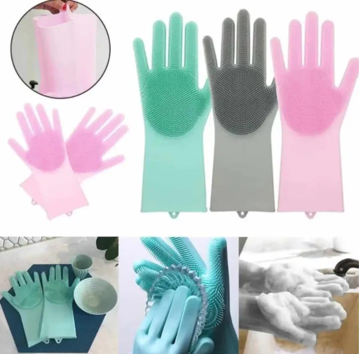Picture of Silicone Dish Washing Kitchen Hand Gloves 2pcs,Unique Gloves,hand gloves,002