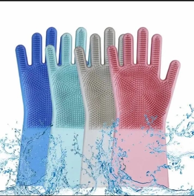 Picture of Silicone Dish Washing Kitchen Hand Gloves 2pcs,Unique Gloves,hand gloves,002