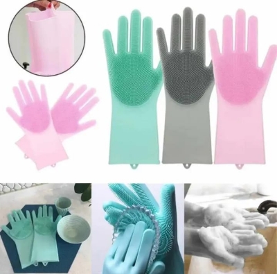 Picture of Silicone Dish Washing Kitchen Hand Gloves 2pcs,Unique Gloves,hand gloves,002