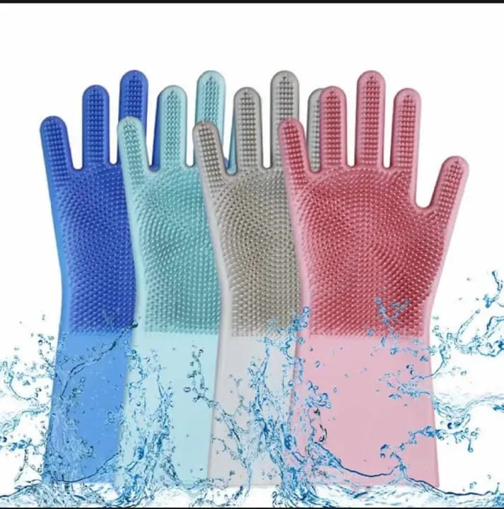 Picture of Silicone Dish Washing Kitchen Hand Gloves 2pcs,Unique Gloves,hand gloves,002