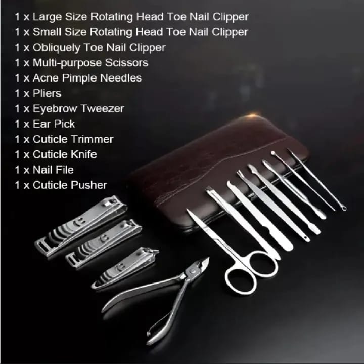 Picture of Steel Professional 12Pcs Tools Set Nail Clippers, Nail Scissors Grooming Kits, Nail Tools,