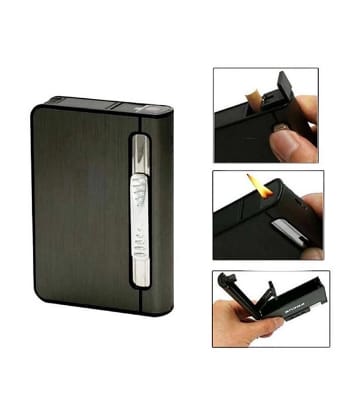 Picture of Elevate Your Smoking Experience with a Set of 10 Aluminum Alloy Turbo Lighters in a Sleek Cigarette Case