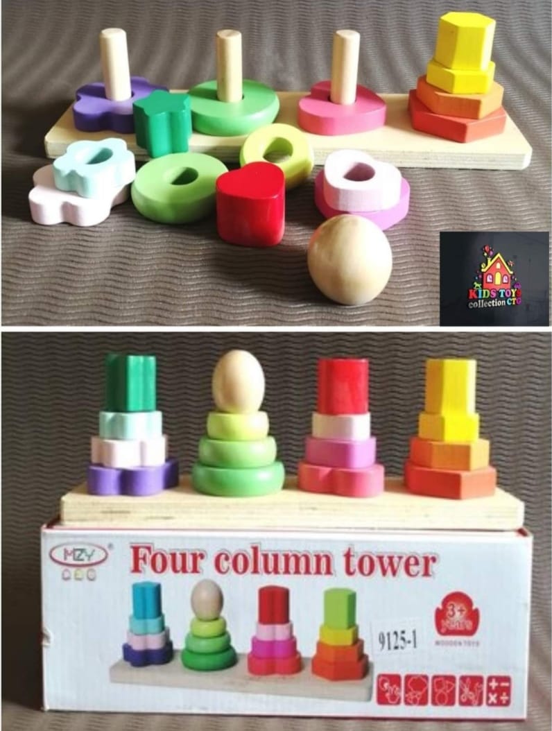 Picture of Wooden Ring Stacking Toy for Kids Best Gifts for Boy & Girl Toddler Toys Rainbow Tower Wooden Stacking Toy Rainbow Stacker for Baby and Toddlers