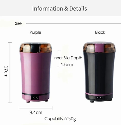 Picture of Mini Electric Coffee Grinder Coffee Grain Beans Spices Nuts Powder Mill Home Kitchen Salt Pepper