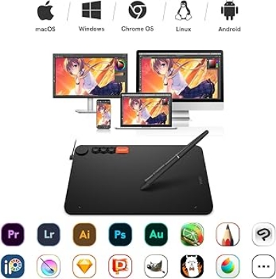 Picture of VEIKK Voila L Graphic Tablet 10x6 Inch Drawing Tablet With 4 DIY Keyboard Pen Tablet Support Android Windows MacOS