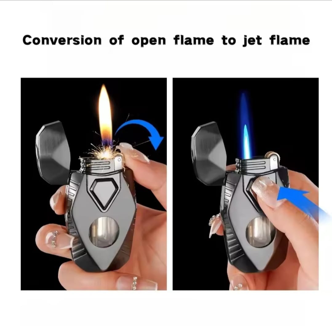 Picture of Lighters Double Flames Windproof Cigarette Lighter Mini Butane Gas Lighter