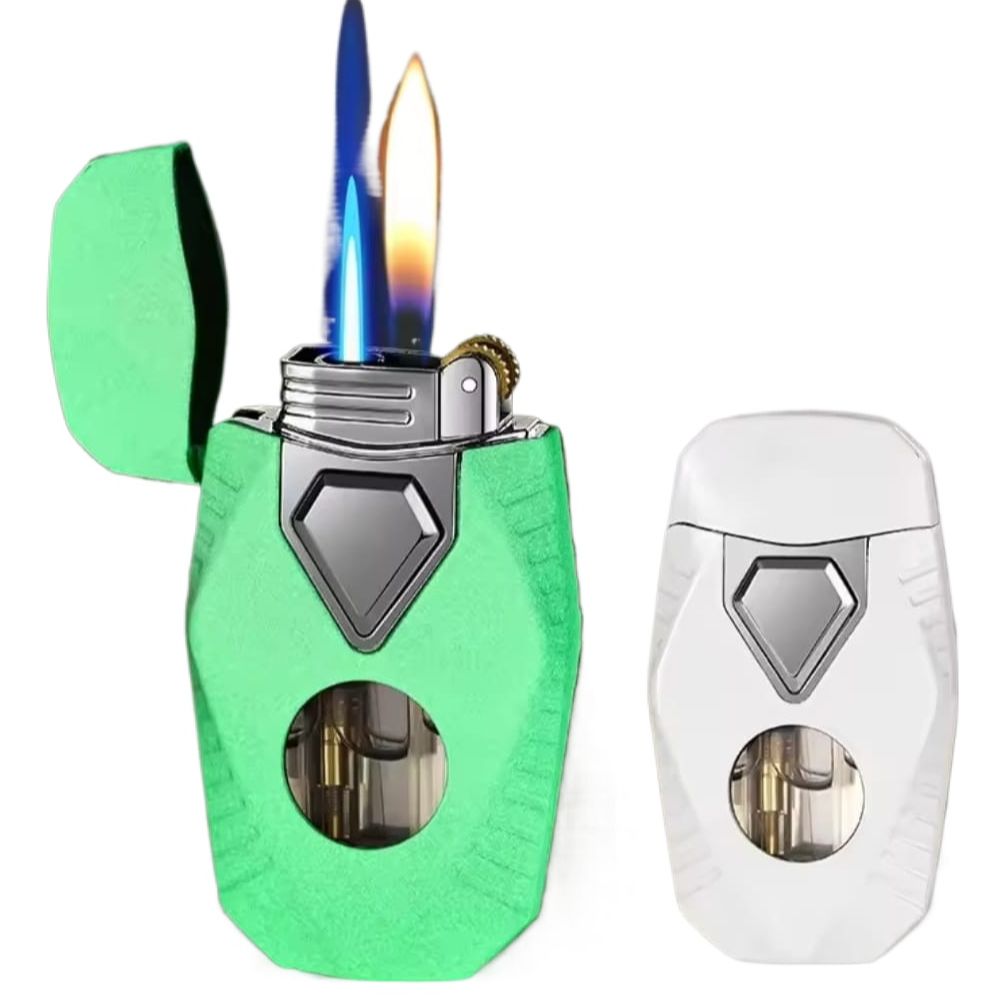 Picture of Torch Lighters Double Flames Windproof Cigarette Lighter Mini Butane Gas Lighter Gift
