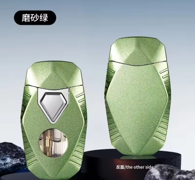 Picture of Portable Metal Grinding Wheel Torch Lighters Double Flames Windproof Cigarette Lighters Mini Butane Gas Lighters