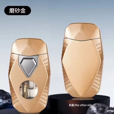 Picture of Portable Metal Grinding Wheel Torch Lighters Double Flames Windproof Cigarette Lighters Mini Butane Gas Lighters