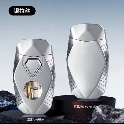 Picture of Portable Metal Grinding Wheel Torch Lighters Double Flames Windproof Cigarette Lighters Mini Butane Gas Lighters