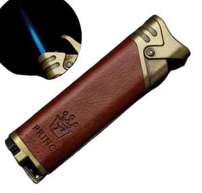 Picture of Lighters Metal Body With Leathers Creative Refillable Windproof Gas Lighters