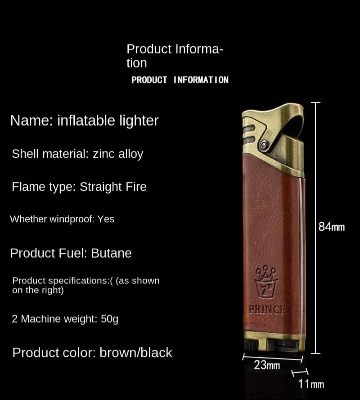 Picture of Lighters Metal Body With Leathers Creative Refillable Windproof Gas Lighters