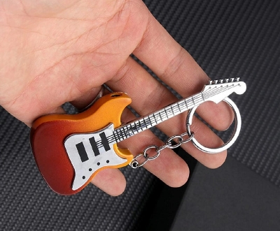 Picture of Lighters Butane Gas Refillable Guitar Shaped Lighter Keychain Creative Lighter Portable Collectibles