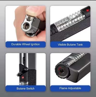 Picture of Jet Lighter with Visible Gas, Lockable Flame, Windproof Lighters, Unique Gifts for Men, Women