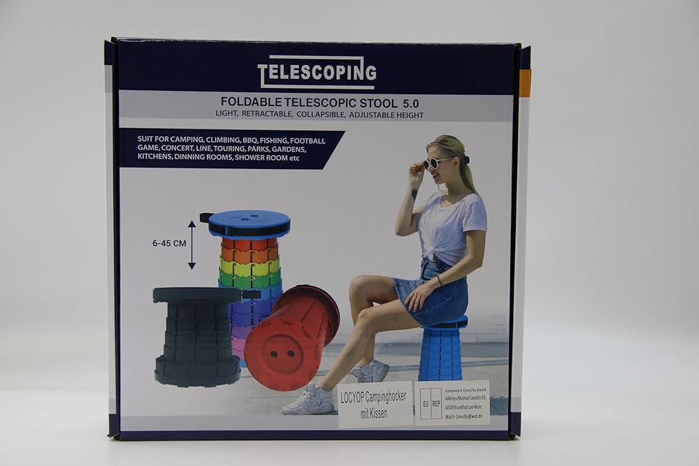 Picture of Portable Telescopic Stool Collapsible & Retractable Folding Chair for Adults Lightweight Foldable Seat for Camping Fishing Hiking Outdoor Indoor