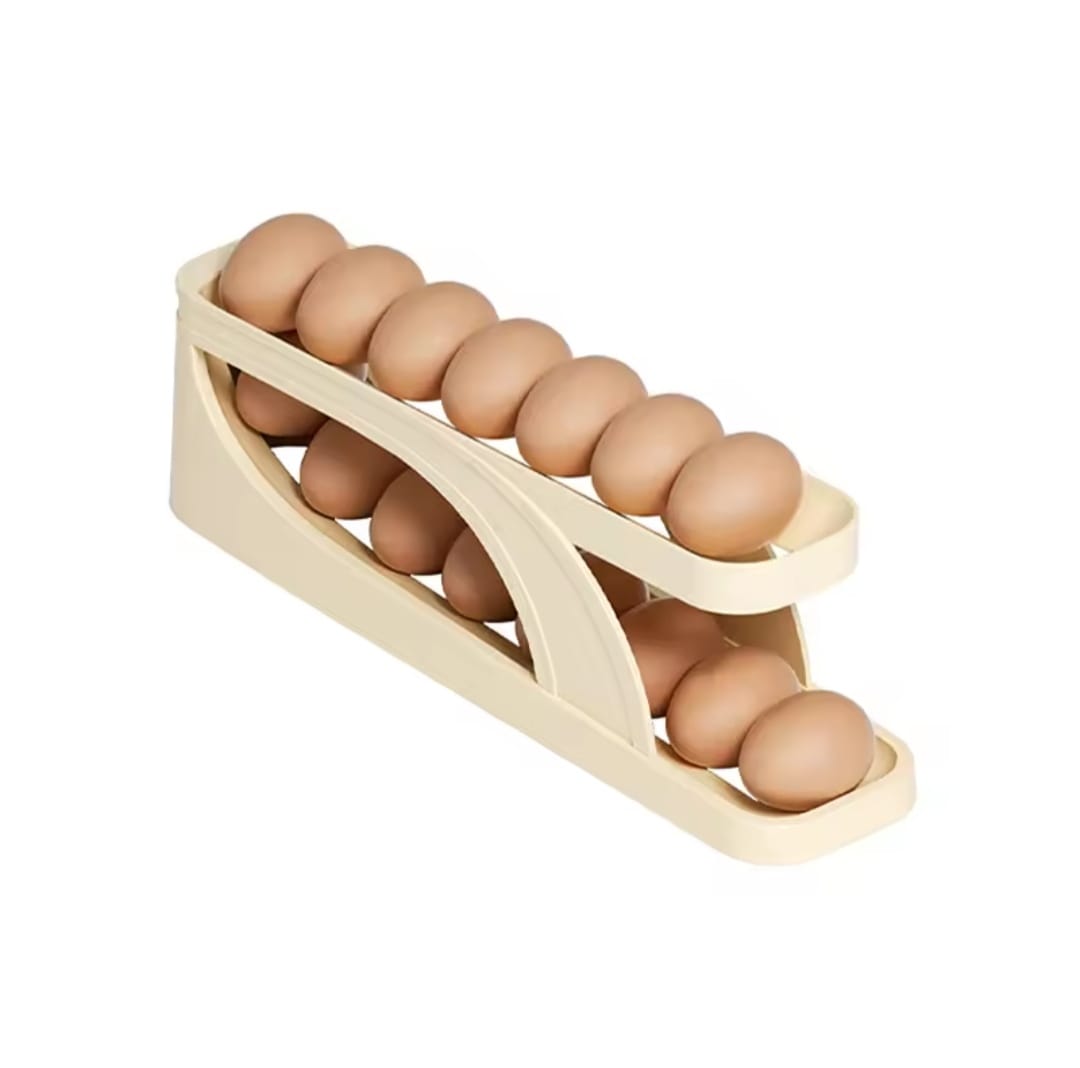 Picture of Double-Layer Egg Dispenser Automatic Roll-Down Egg Storage Rack Slide Egg Carton Refrigerator Egg Basket Kitchen Countertop Egg Holder Dshops