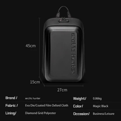 Picture of Arctic Hunter B00451 Lock Hard Shell Bag with 15.6 inch Water-resistant bag.