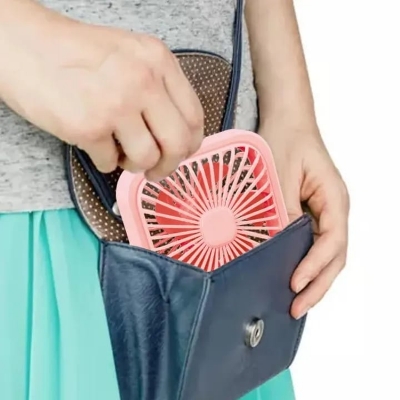 Picture of Ultra-thin Mini Foldable Fan Handheld USB Rechargeable Desktop Fan Small Table Fan 3 Speed Adjustable For Homeheld Bedroom