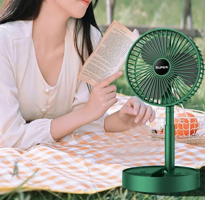 Picture of Usb Foldable Rechargeable Telescopic Mini Desktop Air Fan 3 In 1 Camping Portable Battery Fan