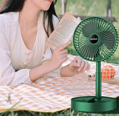 Picture of Usb Foldable Rechargeable Telescopic Mini Desktop Air Fan 3 In 1 Camping Portable Battery Fan