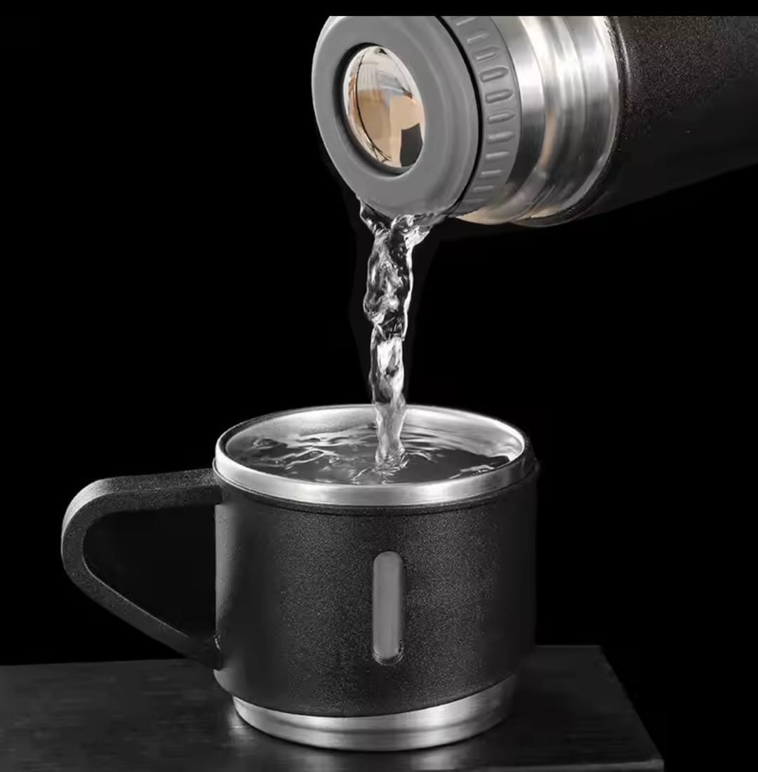 Picture of 500ML Stainless Steel Vacuum Flask Gift Set Office Business Style Thermos Bottle Outdoor Hot Water Thermal Insulation Couple Cup