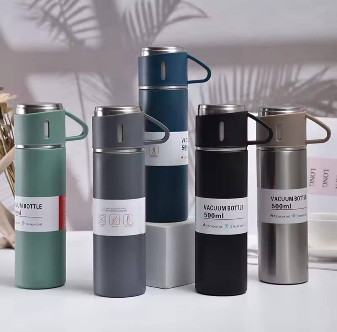 Picture of 500ML Stainless Steel Vacuum Flask Gift Set Office Business Style Thermos Bottle Outdoor Hot Water Thermal Insulation Couple Cup