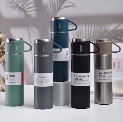 Picture of 500ML Stainless Steel Vacuum Flask Gift Set Office Business Style Thermos Bottle Outdoor Hot Water Thermal Insulation Couple Cup