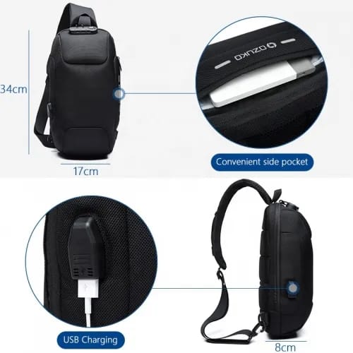 Picture of OZUKO 9223L Chest Bag Multifunction Crossbody Bag for Men
