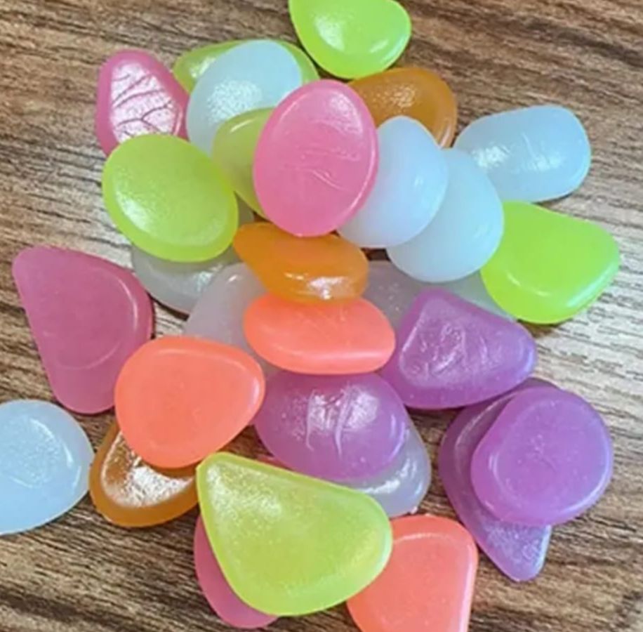 Picture of 100 Pcs Radium Plastic Stones Pieces Colorful Luminous Glowing Pebbles, Glow in the dark magic luminous glowing stone