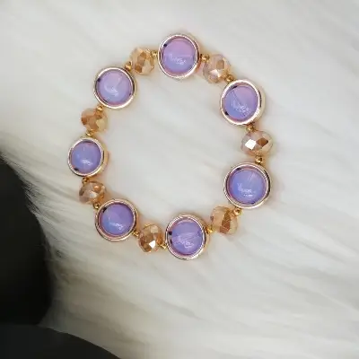 Picture of Colorful Crack Surface Glass Beads Golden Bracelet For Girls & Women M-B50 - Bracelet For Women - Bracelet For Girls