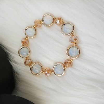 Picture of Colorful Crack Surface Glass Beads Golden Bracelet For Girls & Women M-B50 - Bracelet For Women - Bracelet For Girls